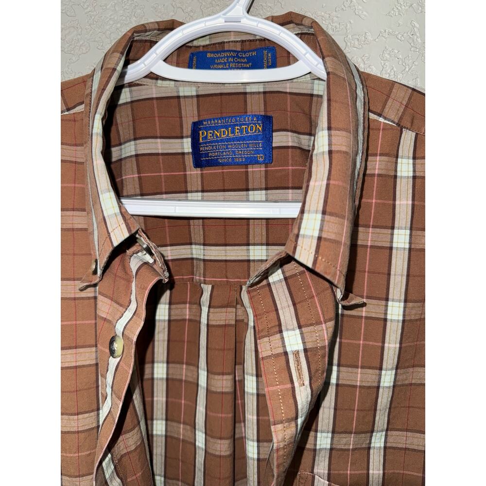 Pendleton Brown Plaid Cotton Button Down Shirt - image 3